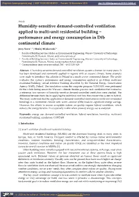 Humidity-Sensitive Demand-Controlled Ventilation Applied to Multi-Unit Residential Building – Performance and Energy Consumption in Dfb Continental Climate