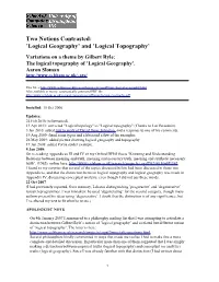 Logical Geography and Topography Aaron Sloman