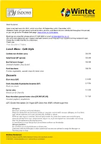 Lunch Menu - Café Style
