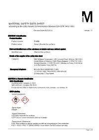 MATERIAL SAFETY DATA SHEET According to the (US) Hazard Communication Standard (29 CFR 1910.1200)