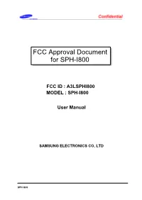 FCC Approval Document for SPH-I800