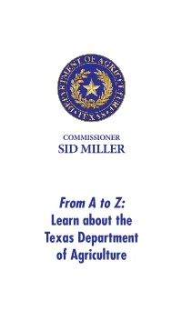From a to Z: Learn About the Texas Department of Agriculture