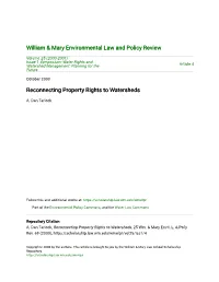 Reconnecting Property Rights to Watersheds
