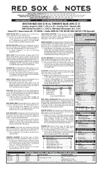 Red Sox Game Notes TODAY’S STARTING PITCHER Page 2
