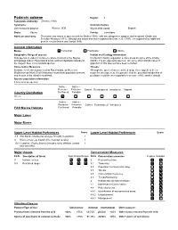 Species Summary