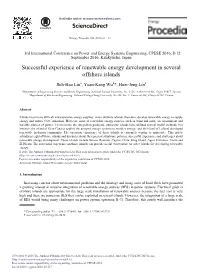 Successful Experience of Renewable Energy Development in Several Offshore Islands