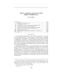 Trust and Fiduciary Duty in the Early Common Law