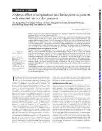 Additive Effect of Unoprostone and Latanoprost in Patients with Elevated Intraocular Pressure