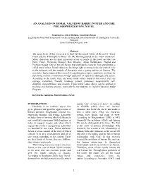 An Analysis on Moral Valuesof Harry Potter and the Philosopher’S Stone Novel