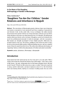 Gender Relations and Inheritance in Njeguši