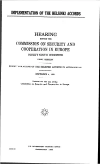 Implementation of the Helsinki Accords Hearing