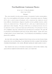 Non-Equilibrium Continuum Physics