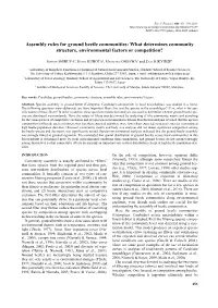 Assembly Rules for Ground Beetle Communities: What Determines Community Structure, Environmental Factors Or Competition?
