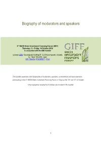 Biography of Moderators and Speakers