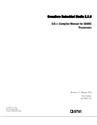 Crosscore Embedded Studio 2.2.0 C/C++ Compiler Manual for SHARC