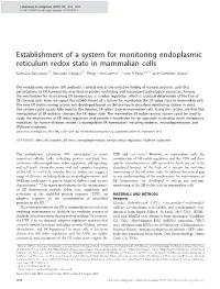 Establishment of a System for Monitoring Endoplasmic Reticulum
