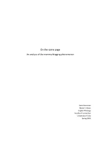 On the Same Page an Analysis of the Mommy Blogging Phenomenon