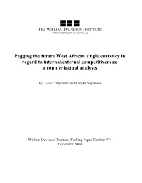 Pegging the Future West African Single Currency in Regard to Internal/External Competitiveness: a Counterfactual Analysis