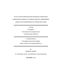 Phytic Acid Phosphorus and Inorganic Phosphorus Composition in Seeds