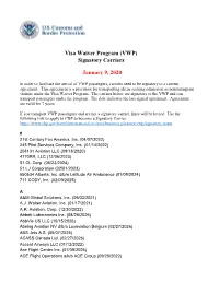 Signatory Visa Waiver Program (VWP) Carriers