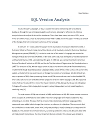 SQL Version Analysis