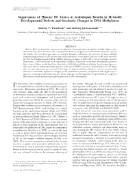 Suppression of Histone H1 Genes in Arabidopsis Results in Heritable Developmental Defects and Stochastic Changes in DNA Methylation