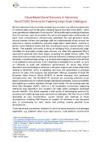 Cloud-Based Visual Discovery in Astronomy: Novel EOSC Services for Exploring Large Scale Catalogues