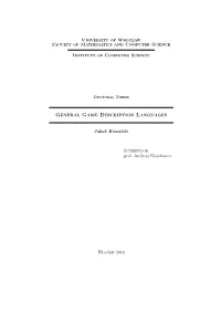 General Game Description Languages