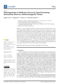 Helimagnetism in Mnbi2se4 Driven by Spin-Frustrating Interactions Between Antiferromagnetic Chains