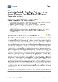 Identifying Spatially Correlated Patterns Between Surface Water and Frost Risk Using EO Data and Geospatial Indices