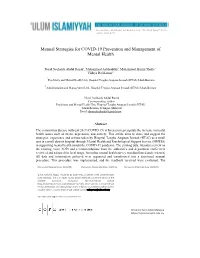 Manual Strategies for COVID-19 Prevention and Management of Mental Health