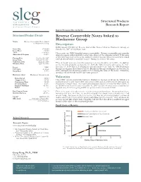 Reverse Convertible Notes Linked to Blackstone Group