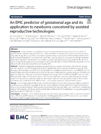 An EPIC Predictor of Gestational Age and Its Application to Newborns Conceived by Assisted Reproductive Technologies Kristine L
