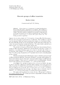 Discrete Groups of Affine Isometries