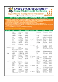 List of Psp Operators and Areas of Coverage 1