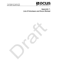 Appendix 1: List of Volunteers and Hours Worked