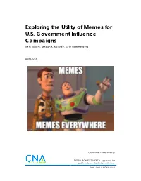 Exploring the Utility of Memes for US Government Influence Campaigns