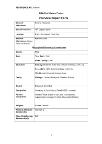GAA Oral History Project Interview Report Form