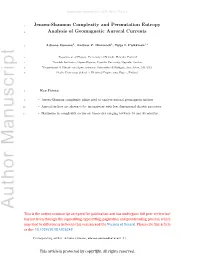 Jensen-Shannon Complexity and Permutation Entropy Analysis Of