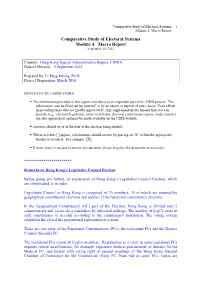 Macro Report Comparative Study of Electoral Systems Module 4: Macro Report September 10, 2012