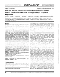 Precise Structural Contact Prediction Using Sparse Inverse Covariance Estimation on Large Multiple Sequence Alignments David T