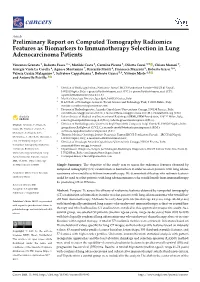 Preliminary Report on Computed Tomography Radiomics Features As Biomarkers to Immunotherapy Selection in Lung Adenocarcinoma Patients