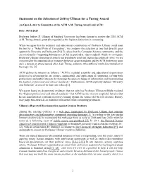 Statement on the Selection of Jeffrey Ullman for a Turing Award