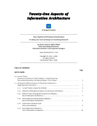Twenty-One Aspects of Information Architecture