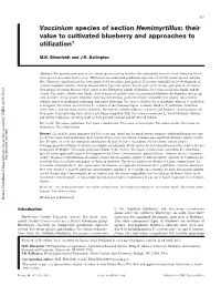 Vaccinium Species of Section Hemimyrtillus: Their Value to Cultivated Blueberry and Approaches to Utilization1