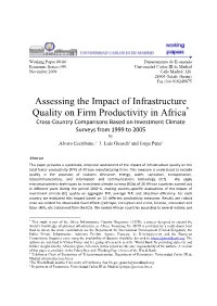 Assessing the Impact of Infrastructure Quality on Firm Productivity In