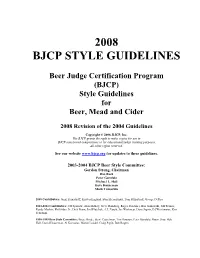 BJCP 2004 Style Guidelines, 2008