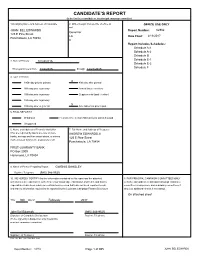 Candidate's Report