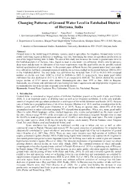 Changing Patterns of Ground Water Level in Fatehabad District of Haryana, India