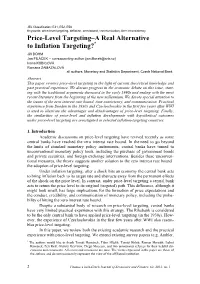 Price-Level Targeting–A Real Alternative to Inflation Targeting?